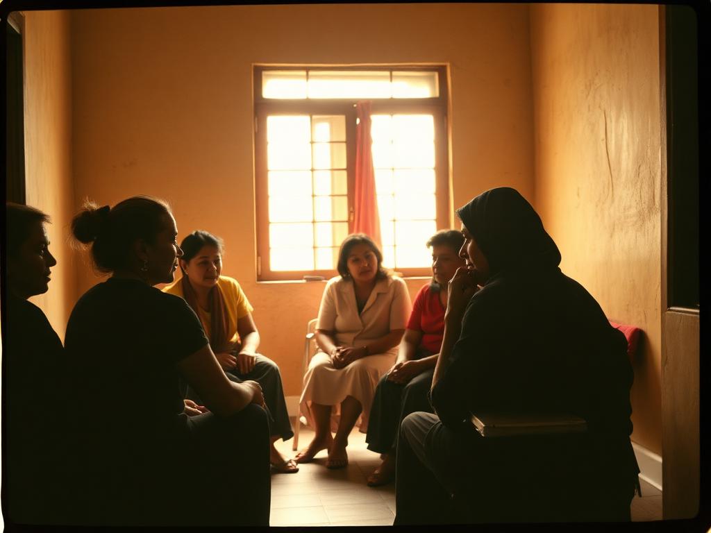 Mulheres reunidas em centro comunitário